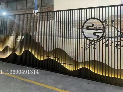 灯光金属玄关隔断定制不锈钢灯光屏风花格效果