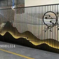 灯光金属玄关隔断定制不锈钢灯光屏风花格效果