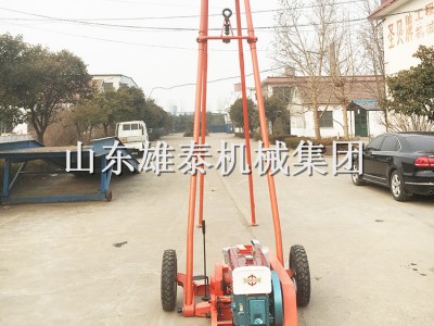 砂金勘探钻机冲击取土取沙设备单杠柴油卷扬机可配回转钻头旋转