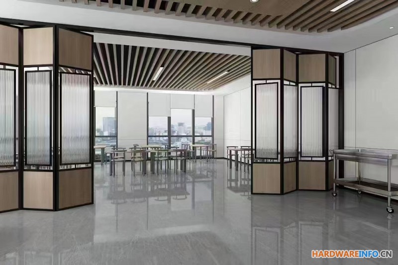 酒店宴会厅包间移动隔音屏风吊轨活动折叠门会议室伸缩推拉隔断墙